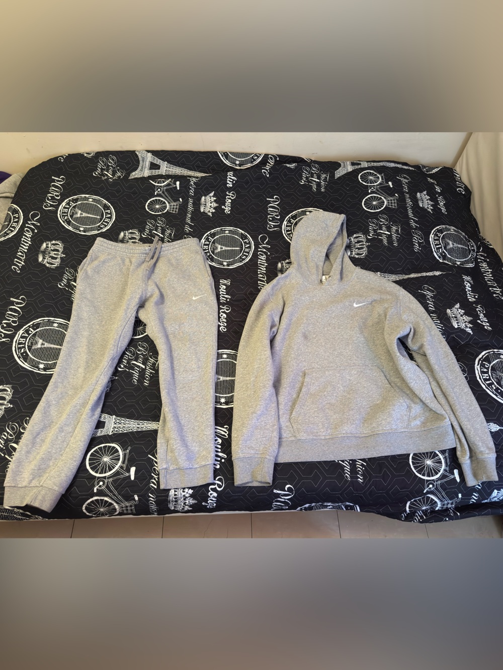 Nike Club Fleece Tracksuit Sweatsuit Set Heather Grey XL Hoodie L Pants